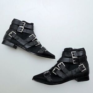 Ash × Free People Blast Ankle Boot Calf Hair Leather Buckle Moto Size 36 Size 6